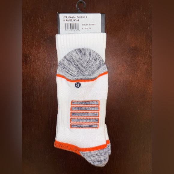 UNIVERSITY OF VIRGINIA STRIDELINE CREW SOCKS NWT MEN’S SHOE SIZE 8-12 - Picture 2 of 2